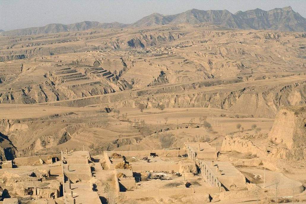 Dissected yellow loess hills of the Loess Plateau, China.