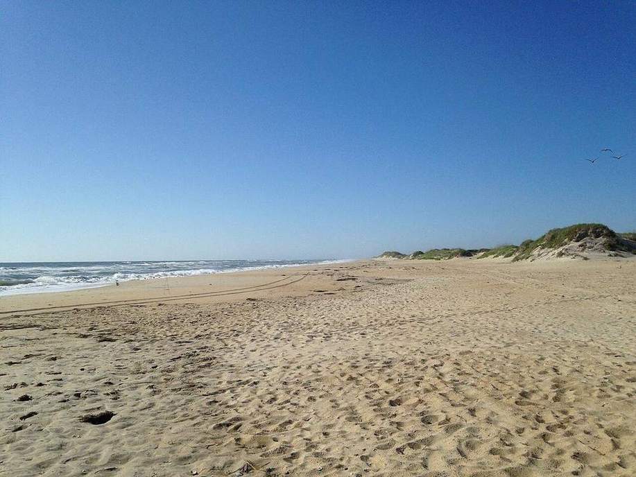 Cape Hatteras: a sandy barrier-island chain and inlet.