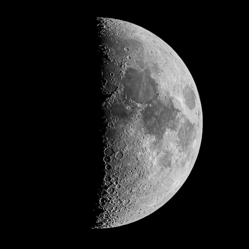 First-quarter Moon with earthshine.