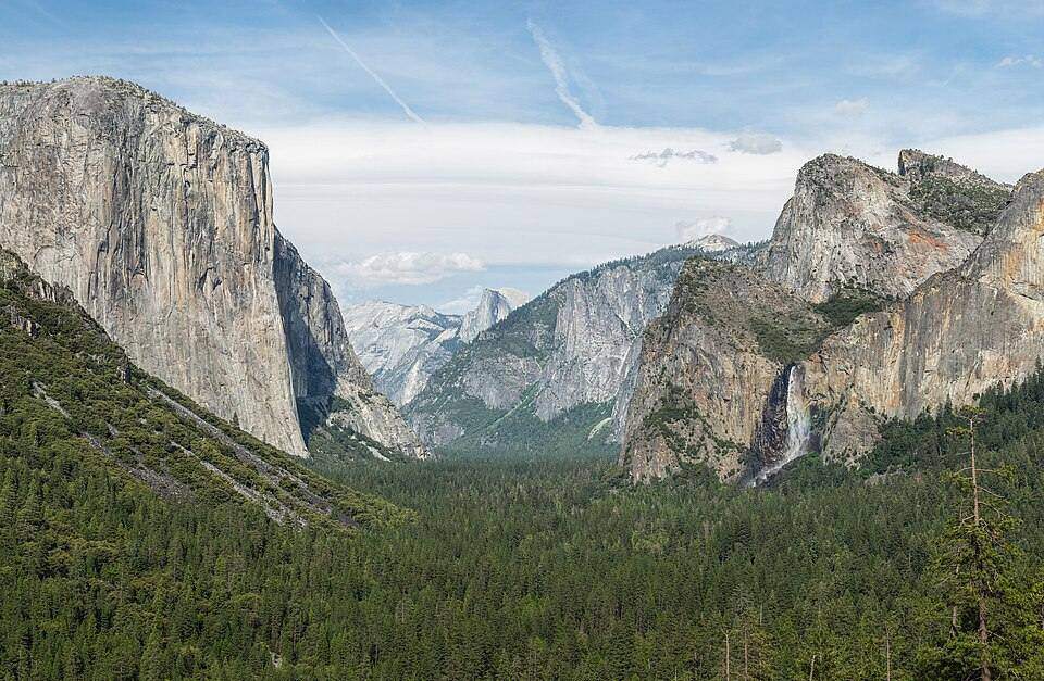 Yosemite Valley: a wide U-trough with steep granite walls.