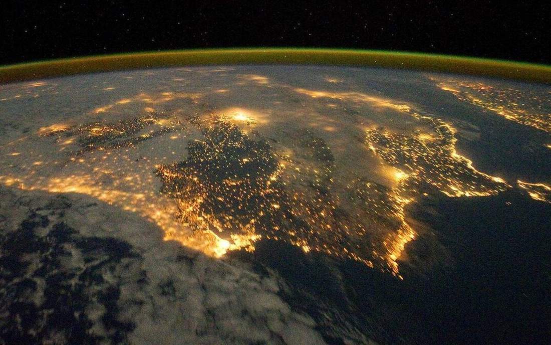 The limb of Earth: a thin glowing film.