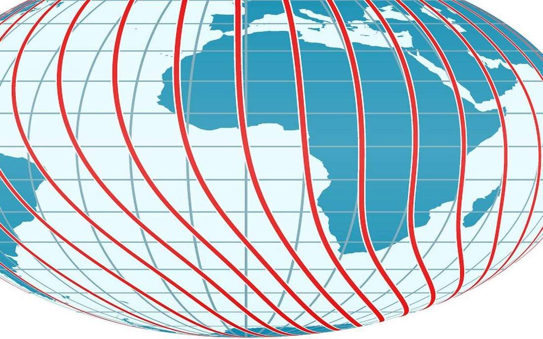 Parallels and meridians on a globe.