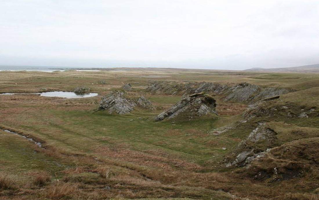 A raised shoreline after ice left.