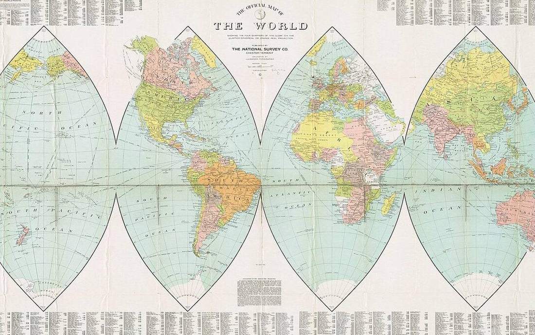 A projection as a peeled sphere.