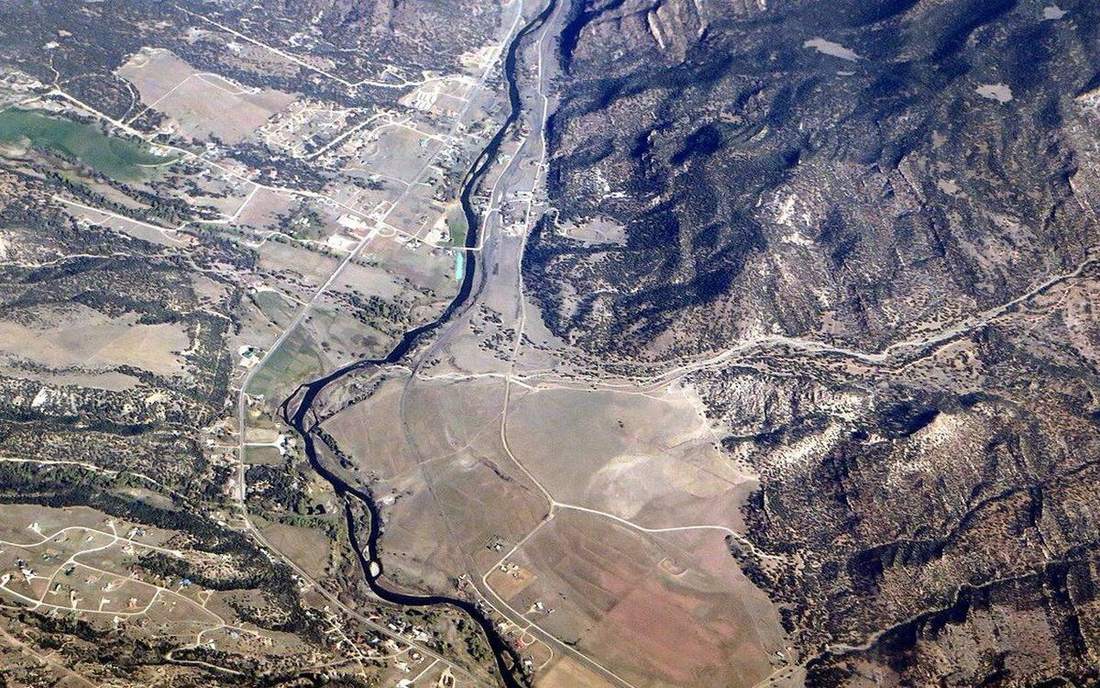 A braided channel at high stage.