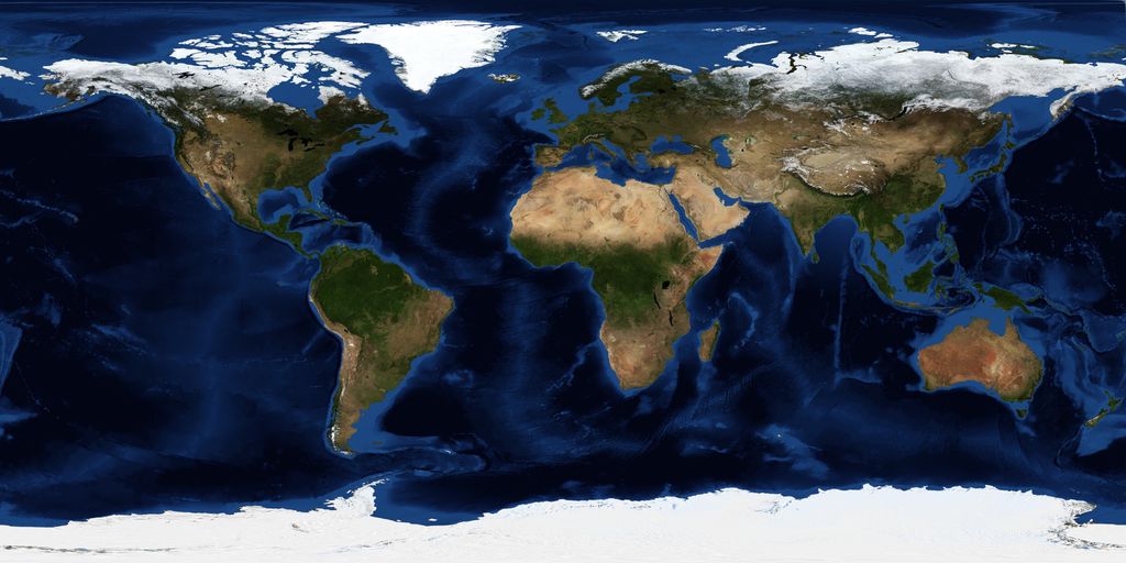 Earth from space: the sunlit Blue Marble, Africa and Arabia under scattered cloud.
